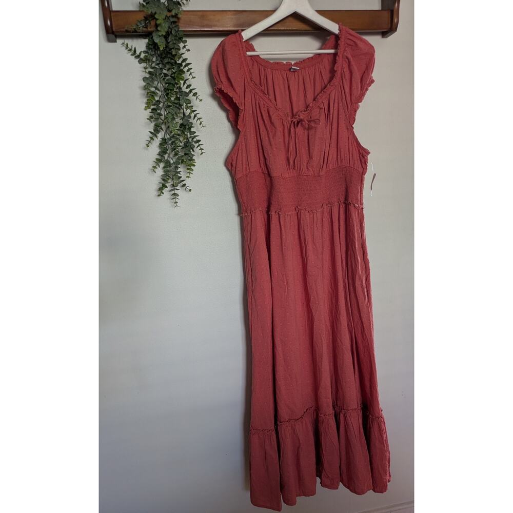 NWT Old Navy Cottagecore Peasant Midi Dress in Rust Orange Size Xlarge - Picture 2 of 5